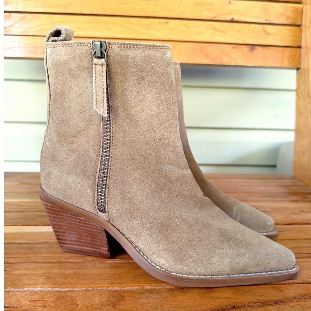 House of Harlow 1960 Ankle Boots Womens 6.5 Tan Suede Western Boots Pointed Toe